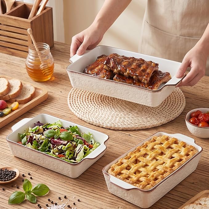 ONEMORE Casserole Dishes for Oven, Ceramic Baking Dish Set of 4, Non-Stick - Image 4