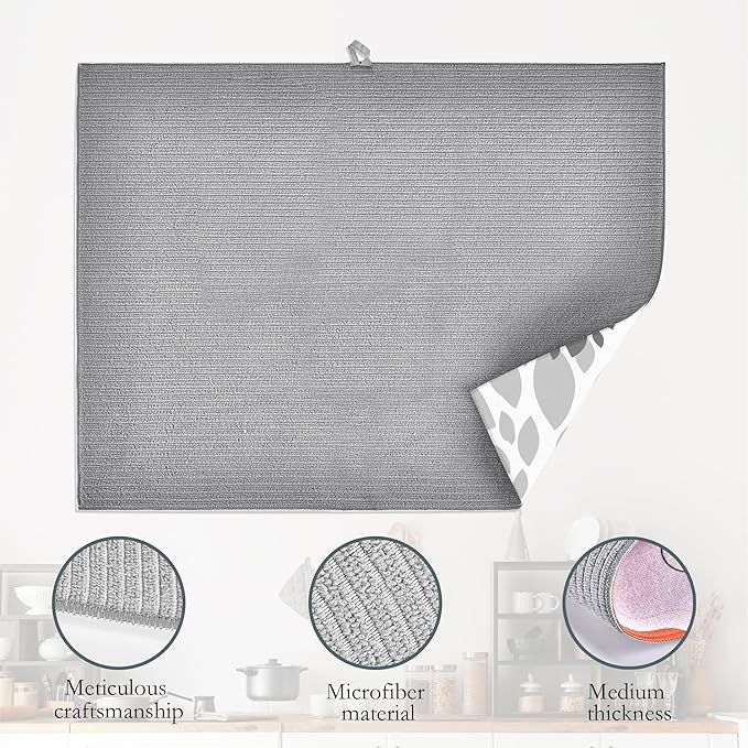 Black White Dahlia Dish Drying Mat - Image 4