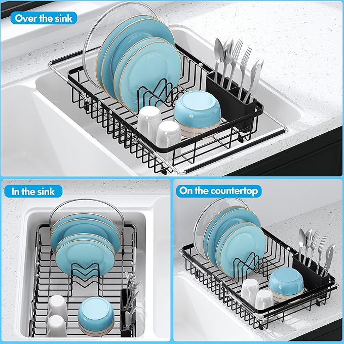 Expandable Stainless Steel Dish Drying Rack Over The Sink - Image 4