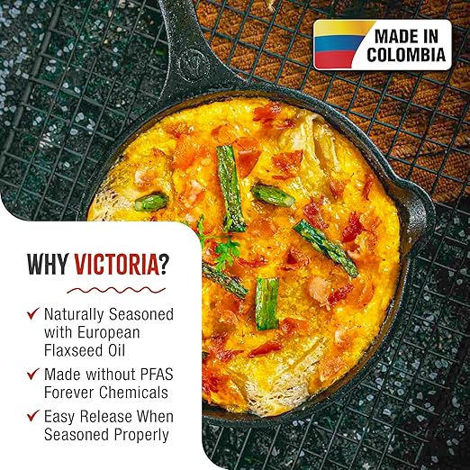 Victoria 8-Inch Cast Iron Skillet, Pre-Seasoned Cast-Iron Frying Pan - Image 2