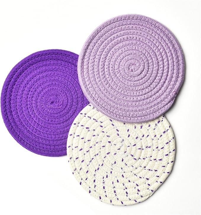 Pot Holders Set Trivets Set 100% Pure Cotton Thread Weave Hot Pot Holders Set - Image 2