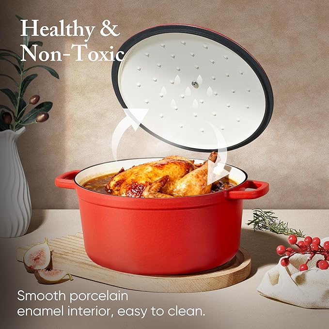 CAROTE Enameled Cast Iron Dutch Oven Pot - Image 4