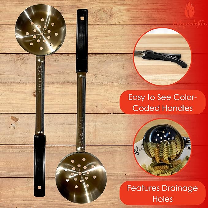 6 Ounce Slotted Stainless Steel Portion Control Ladle Spoon - Image 2