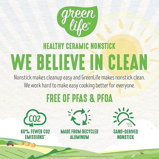 GreenLife Nonstick 8" Frying Pan Skillet, Non-Toxic PFAS-Free Ceramic Nonstick - Image 4