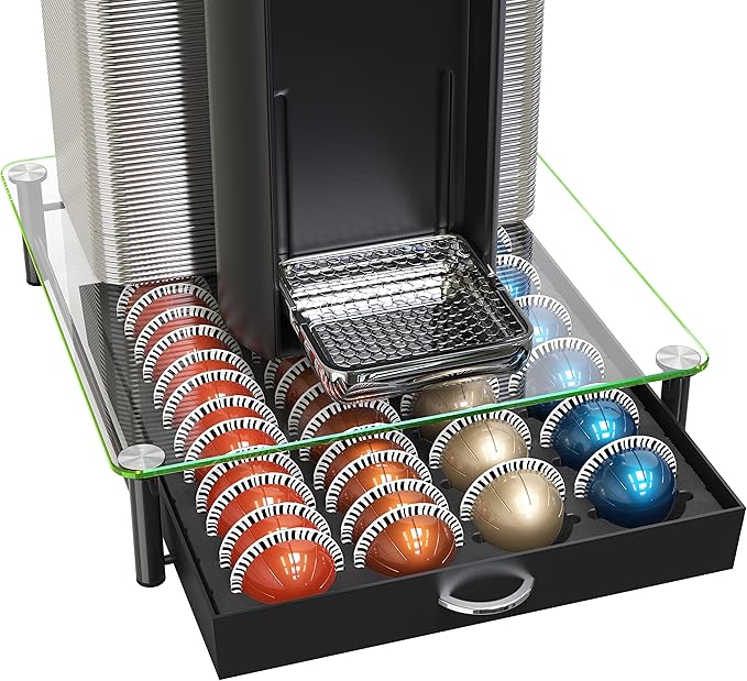 DecoBrothers Crystal Tempered Glass Vertuo Pod Holder Drawer, 24 Large or 48 by DecoBrothers