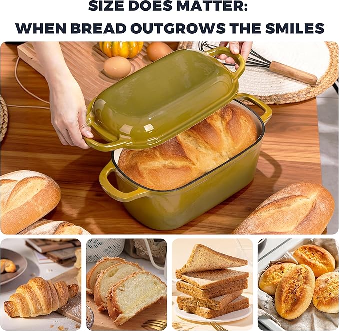 4.6 Quart Dutch Oven for Bread Baking, Combo Oval Enameled Cast Iron Bread Pan - Image 7