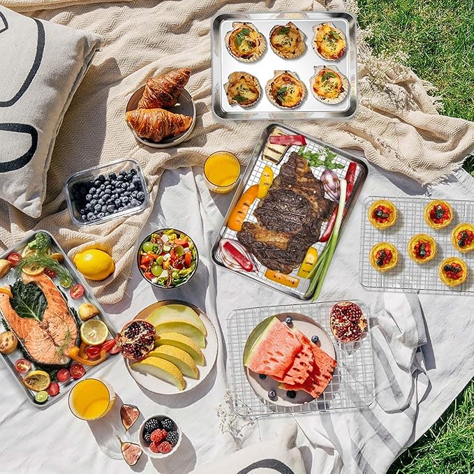 Homikit Toaster Oven Pan with Rack Set, 9 x 7 Inch Stainless Steel Small Cookie - Image 9