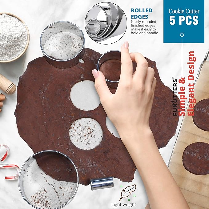Cookie Cutter Set, Measuring 1'', Round Metal Baking Rings - Image 4