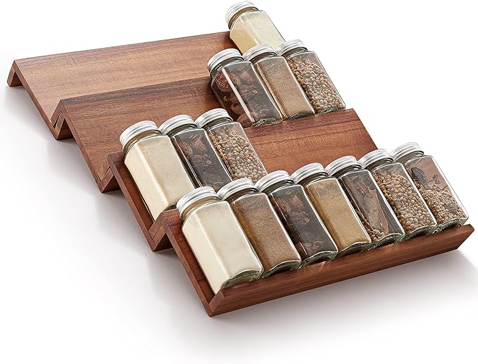 Tinamo Acacia Wooden Spice Rack Organizer - Image 6