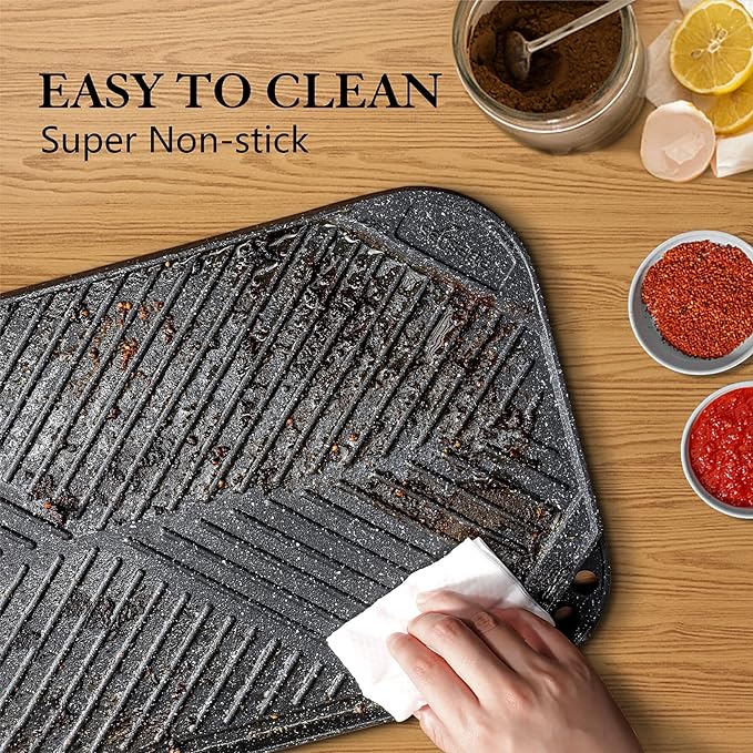 SENSARTE Nonstick Griddle Grill Pan, Pro-Grid Reversible Grill & Griddle Pan - Image 4