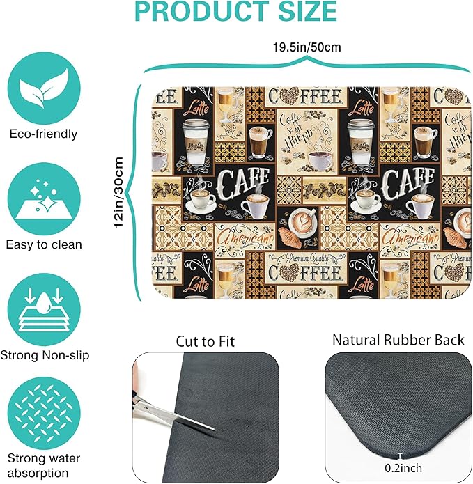 Fun Coffee Mat 19inx12in, Coffee Bar Mat - Image 5