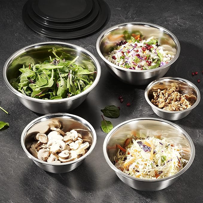 WHYSKO Stainless Steel Mixing Bowl Set, 10 Piece Stainless Steel Mixing Bowls - Image 4