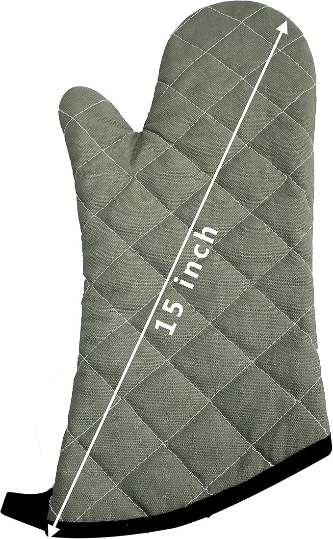 ARCLIBER Oven Mitts Heat Fire Resistant Oven Mitts 425 ° F, Quilted Terry Cloth - Image 6