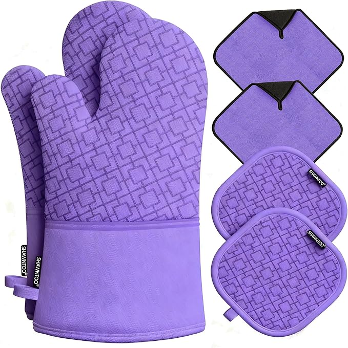 Oven Mitts and Pot Holders Sets 6pcs, Kitchen Oven Glove, High Heat Resistant by OvenMitts