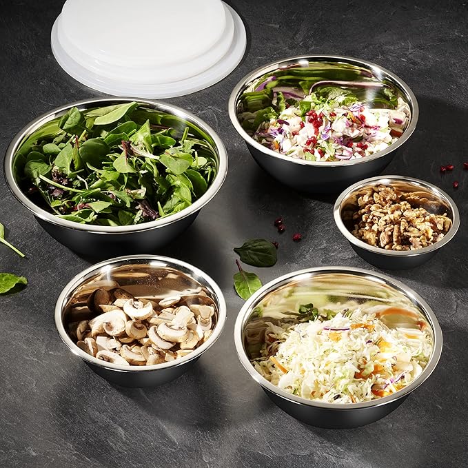 WHYSKO Stainless Steel Mixing Bowl Set, 10 Piece Stainless Steel Mixing Bowls - Image 4