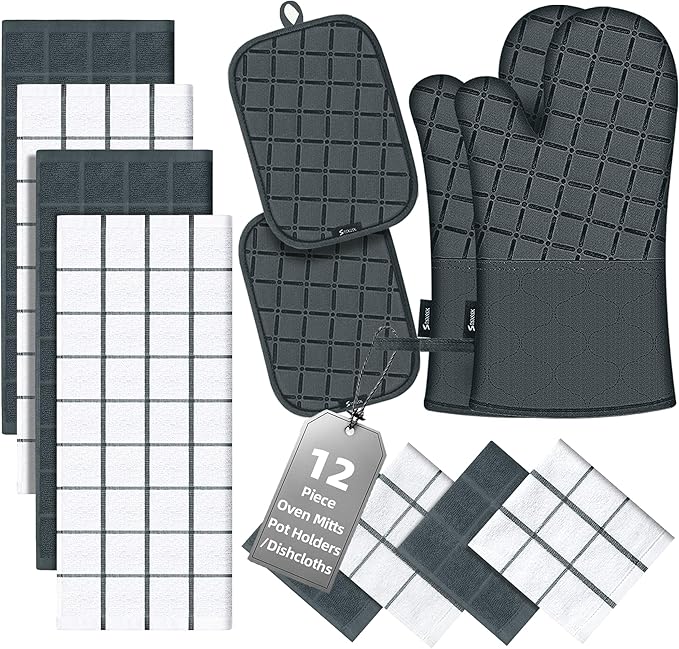 Oven Mitts Pot Holders Sets/Kitchen Towels and Dishcloths, Oven Gloves Kitchen by BSKSSK
