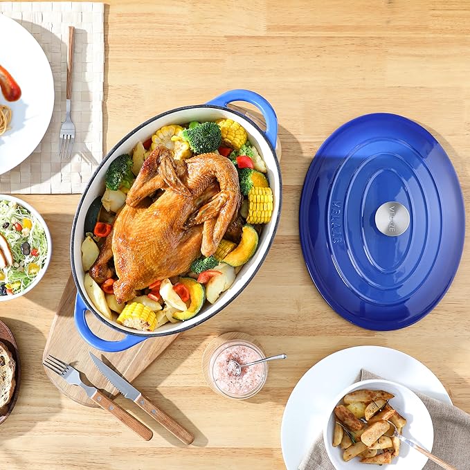 Velaze 7.5 QT Enameled Oval Dutch Oven Pot - Image 7