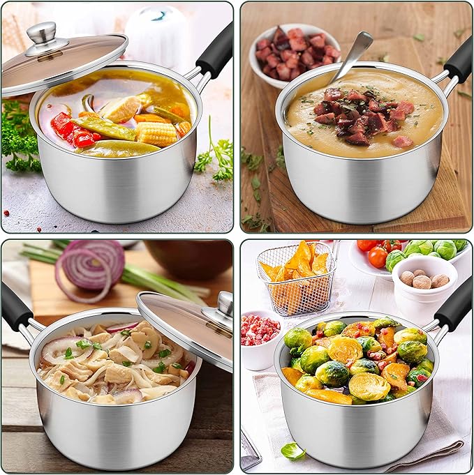 Herogo 2Qt Saucepan with Lid, 18/10 Stainless Steel Sauce Pan Pot, 2 Quart - Image 7