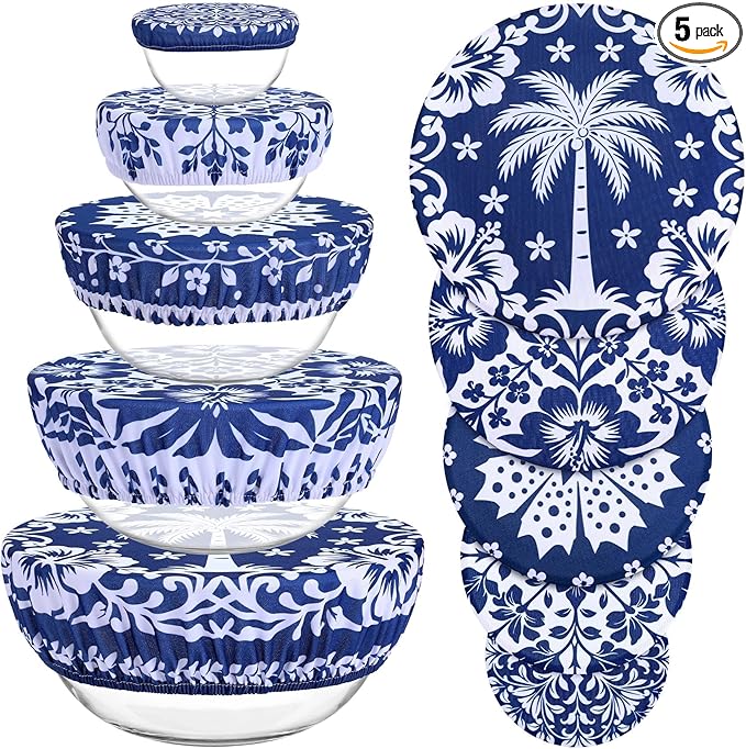5 Pieces Bowl Covers Reusable, 5 Size Elastic Cloth Bowl Covers by Revahope