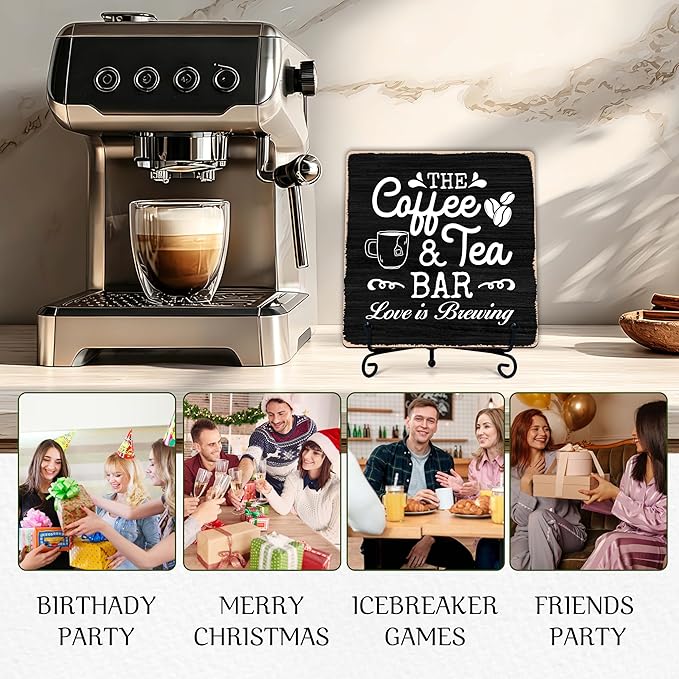 Coffee Bar Sign, Love is Brewing Farmhouse Tabletop Decor, Coffee and Tea Lover - Image 5
