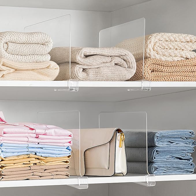 HBlife 12 Inches Tall Clear Shelf Dividers, 6 Pack Purse Organizer - Image 6