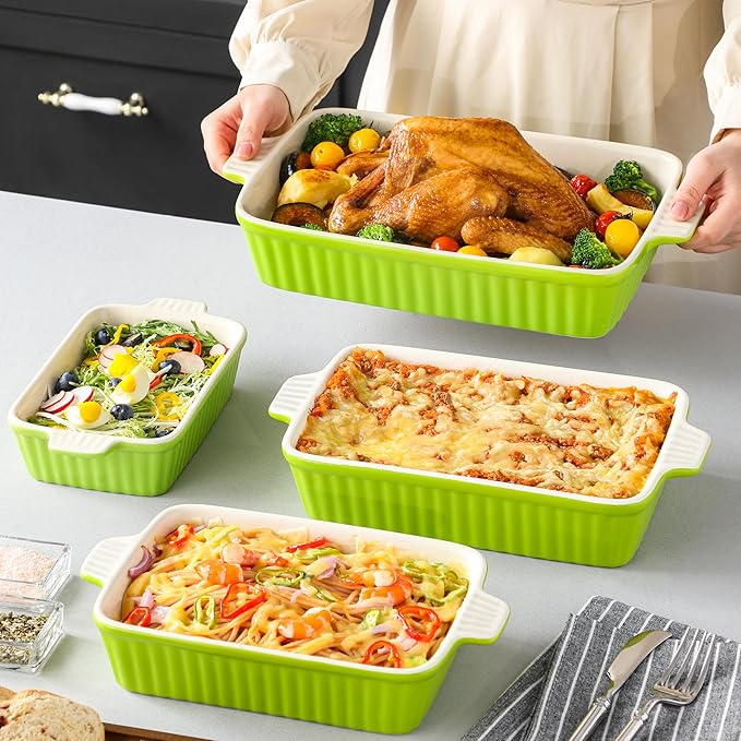 MALACASA Bakeware Set of 4, Porcelain Baking Pans Set - Image 7