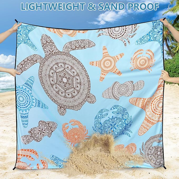 WIWIGO Beach Blanket Waterproof Sandproof Beach Mat 79" X 83"/10'x9'for 2-8 - Image 3