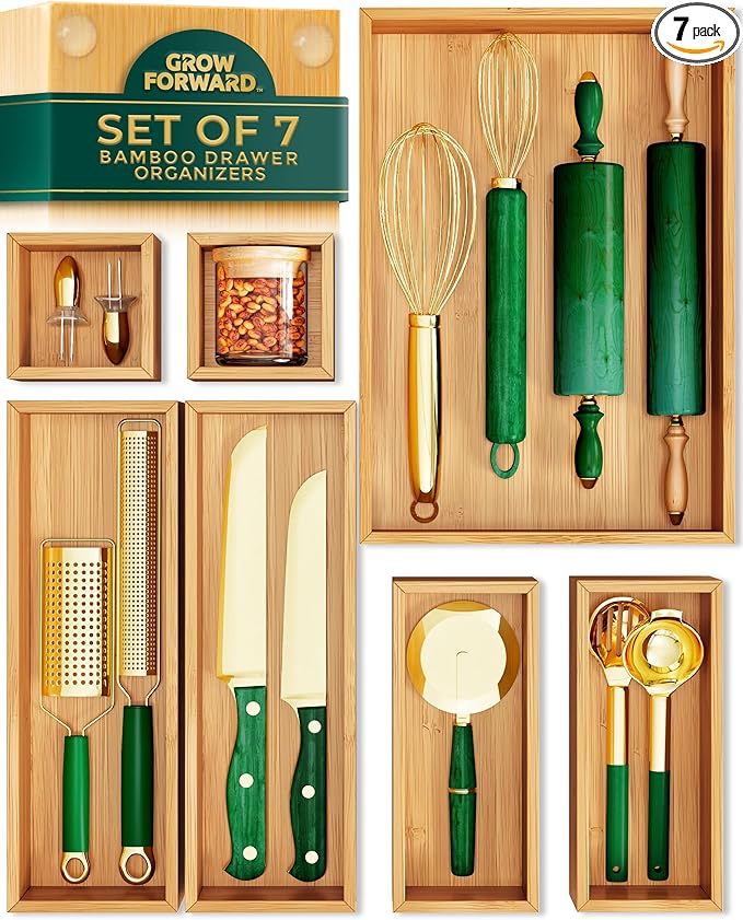 Grow Forward Bamboo Drawer Organizer Boxes by GrowForward