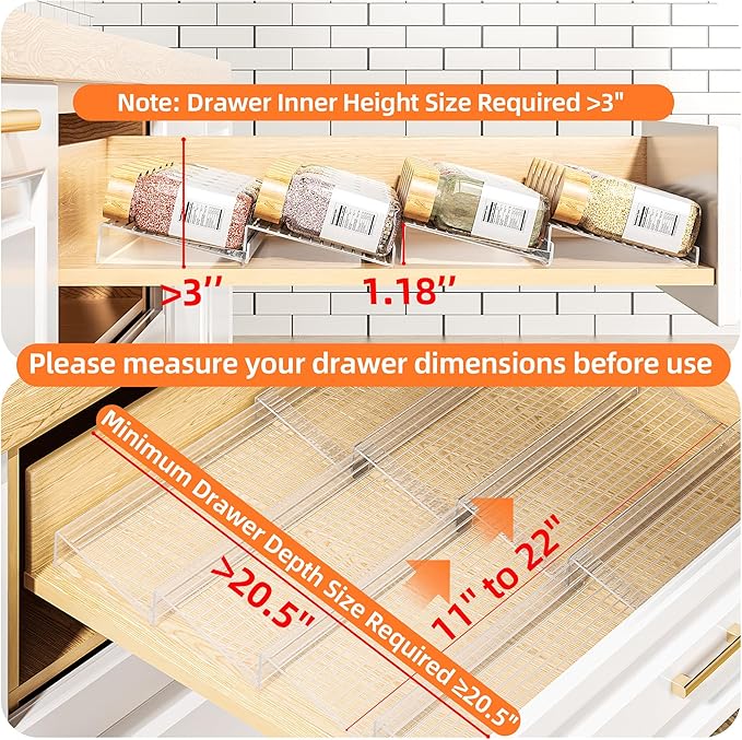 MUDEELA Clear Spice Drawer Organizer, 4 Tier Spice Rack - Image 2