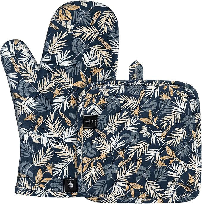 BONTHEE Oven Gloves Heat Resistant Potholder Set Oven Gloves by BONTHEE