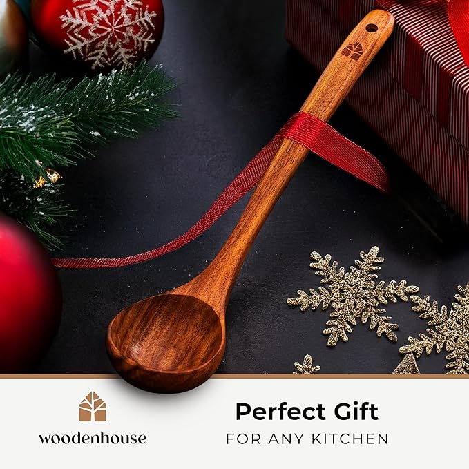 Wooden Ladle for Cooking, Soup Spoon Ladle – Teak Wooden Serving Spoon - Image 2