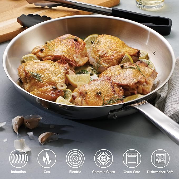 Tramontina Tempo Tri-Ply Base Stainless Steel 12-Inch Large Frying Pan - Image 2