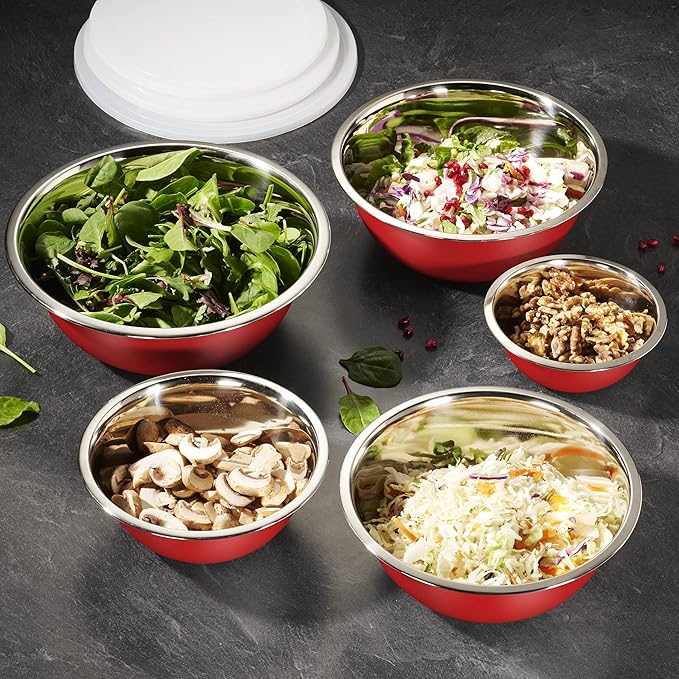 WHYSKO Stainless Steel Mixing Bowl Set, 10 Piece Stainless Steel Mixing Bowls - Image 4
