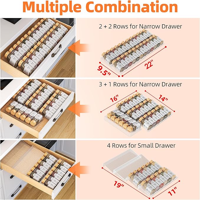 MUDEELA Clear Spice Drawer Organizer, 4 Tier Spice Rack - Image 7
