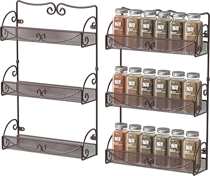Deco Brothers 3 Tier Wall Mounted Spice Rack, 2 Pack by DecoBrothers