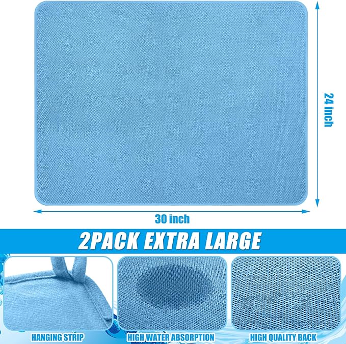 Hushee 2 Pack Extra Large Dish Drying Mat Microfiber Absorbent Dish Drying Pad - Image 2