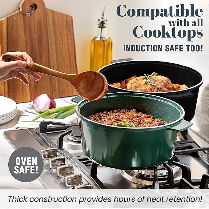 Granitestone Dutch Oven, 6.5 Quart Ultra Nonstick Enameled Lightweight Aluminum - Image 4