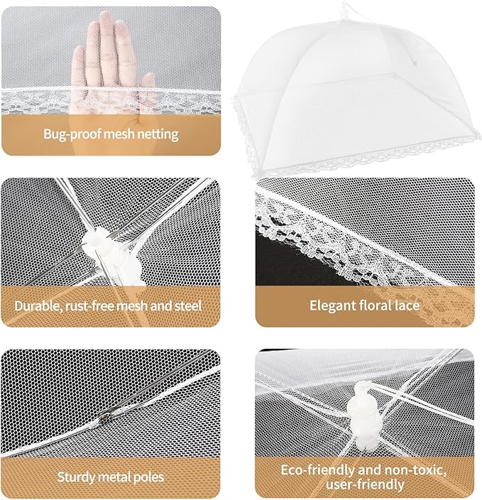 NEPAK 6 Large and Tall Food Covers, Pop-up Mesh Food Covers Nets - Image 7