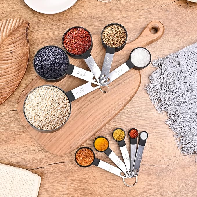 Measuring Cups and Spoons Set, 10 Pieces Nesting Measure Tools, Kitchen - Image 6