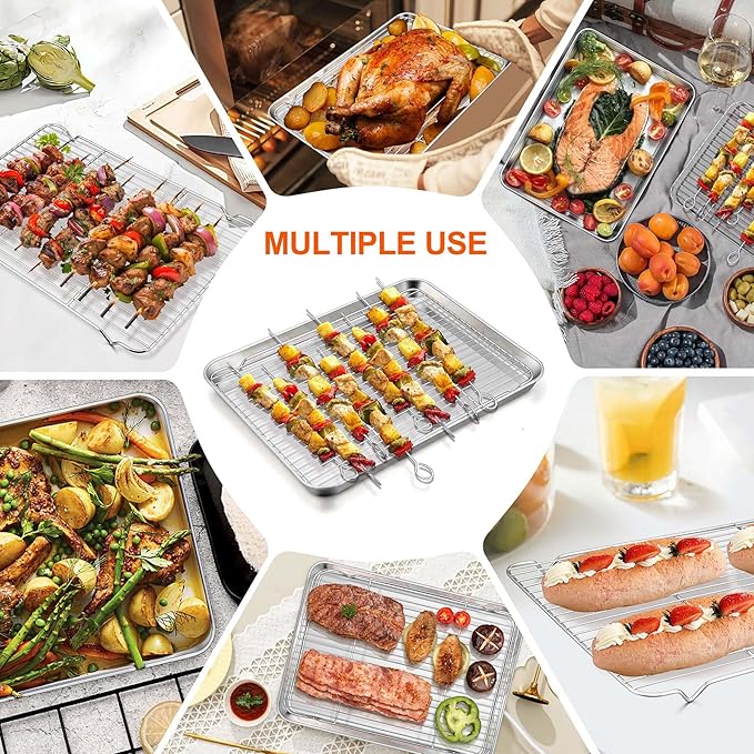 Homikit Baking Sheet with Rack Set, 18x13 Inches Stainless Steel Half Cookie - Image 7
