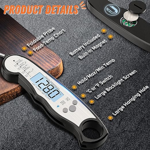 Digital Meat Thermometer, Waterproof Instant Read Food Thermometer - Image 6