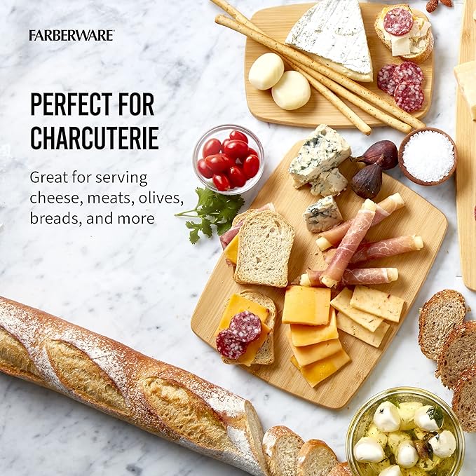 FARBERWARE 4-Piece Reversible Bamboo Cutting Board and Charcuterie Set - Image 6
