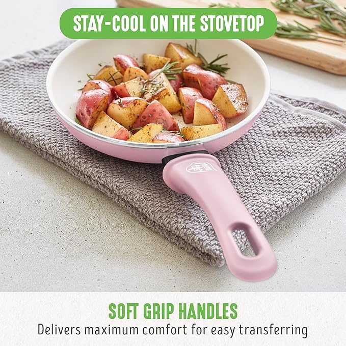 GreenLife Non Stick Fry Pan Set, Non-Toxic PFAS-Free Ceramic Skillets, - Image 7