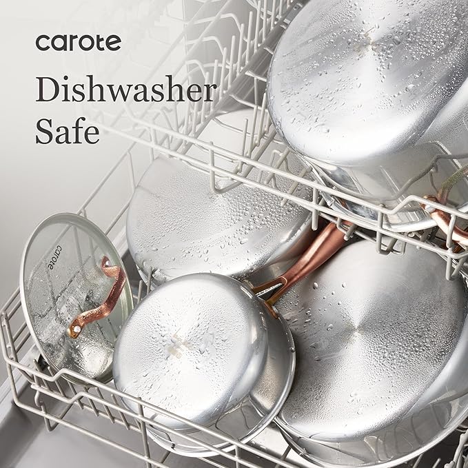 CAROTE 21pcs Tri-Ply Stainless Steel Cookware Set, Pots and Pans Set, Non Toxic - Image 8