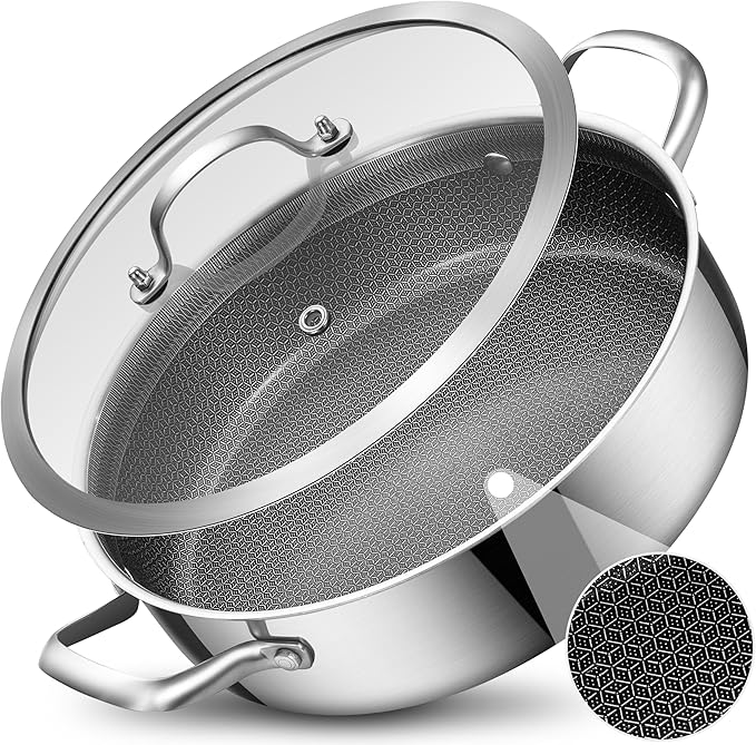 LOLYKITCH 5 QT Hybrid Ceramic Non Stick Tri-Ply Stainless Steel Sauté Pan by LolyKitch