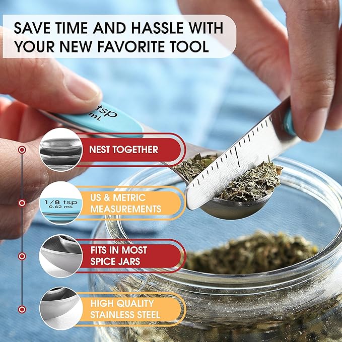 Spring Chef Stainless Steel Magnetic Measuring Spoons Set of 8 - Image 6