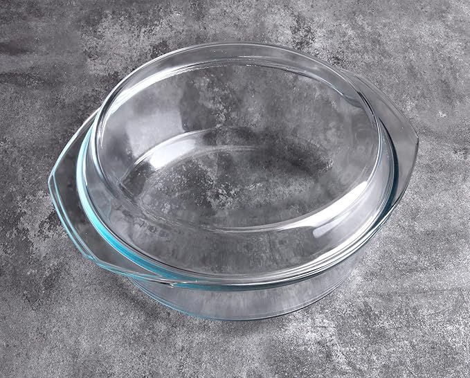 Round Tempered Glass Casserole Dish - 4QT - Image 3