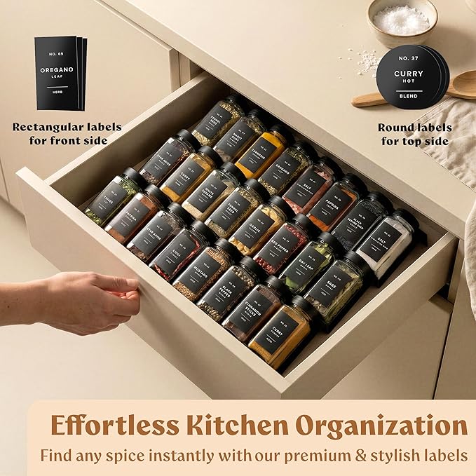 EDELHAUS Glass Spice Jars with Labels Spice Containers with 240 Labels - Image 3