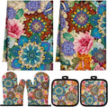 Jingmore 6 Pcs Kitchen Decor Set Accessory Farmhouse Kitchen Towels Pot Holders by Jingmore