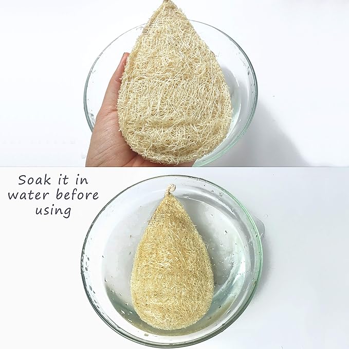 Natural Loofah Dish Sponge Pack 3 Vegetable Scrubber - Image 5